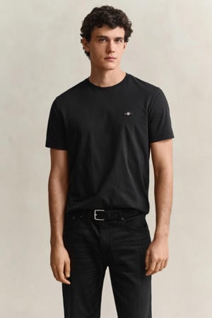 regular fit T-shirt met logo en borduursels black