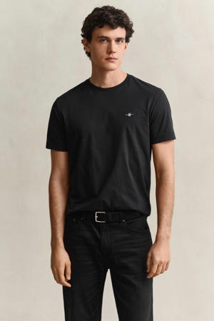 regular fit T-shirt met logo en borduursels black