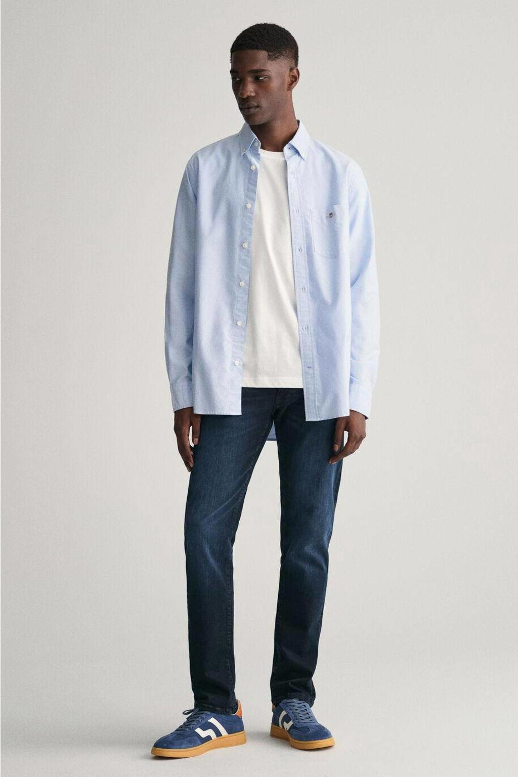 GANT regular fit oxford overhemd lichtblauw