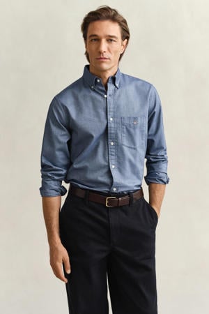 regular fit oxford overhemd blauw