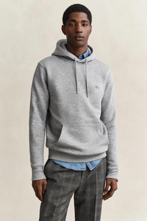 hoodie met logo en borduursels grey melange