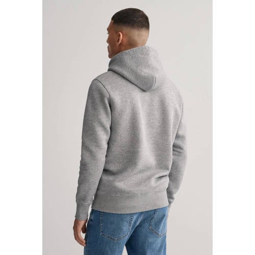 GANT hoodie met logo en borduursels grey melange afbeelding