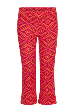flared legging met all over print roze/rood/oranje