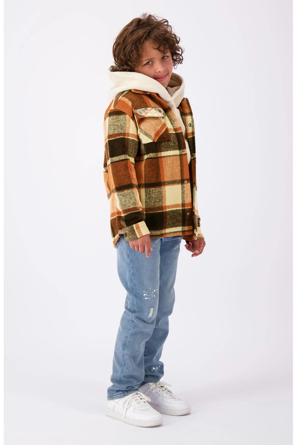 HVEPUO Dames hemdjack geruit shacket lange mouwen hemd blouse mantel flanel jacket, B-grijs, XXL