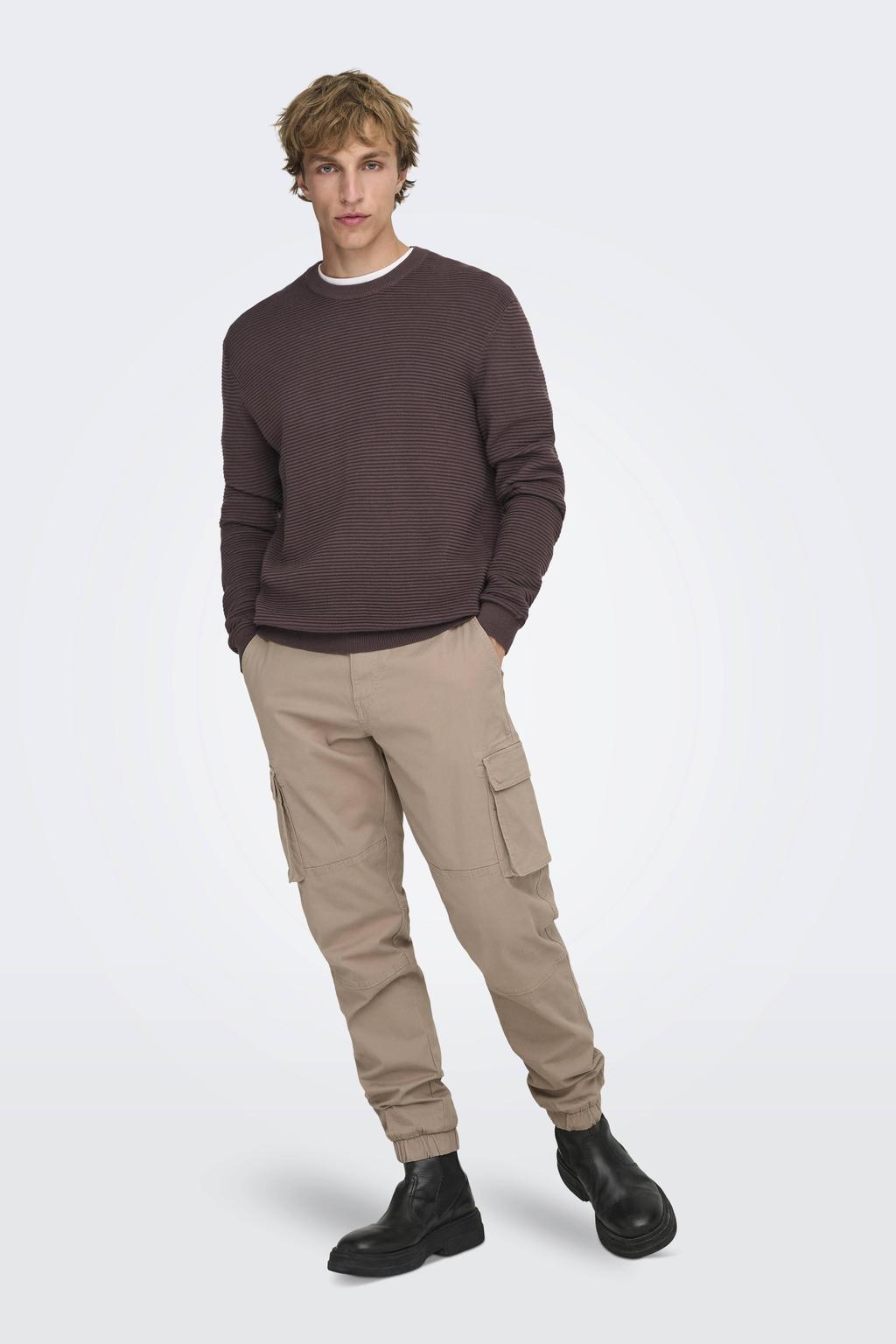ONLY & SONS tapered fit cargobroek ONSCAM beige