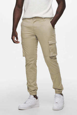 tapered fit cargo broek ONSCAM beige