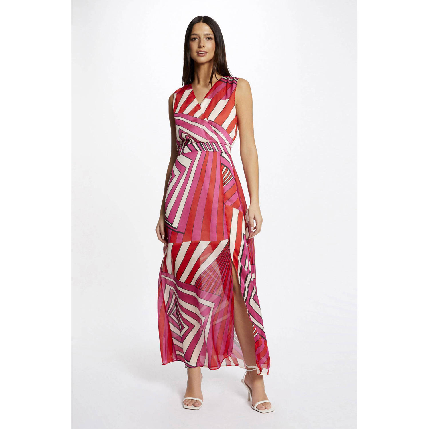 Morgan maxi jurk met grafische print rood roze