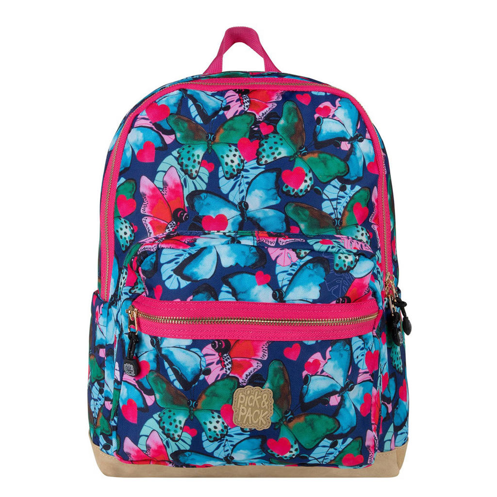 Pick & Pack  rugzak Beautiful Butterfly L blauw