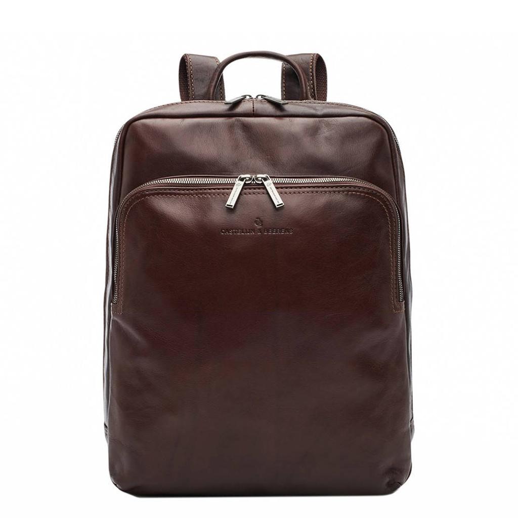Castelijn & Beerens 15.6 15,6 inch leren rugzak Firenze Business donkerbruin