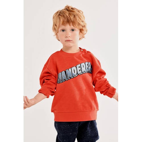 Tumble 'n Dry Lo sweater Arctic met tekst oranjerood afbeelding