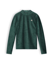 thumbnail: Groene meisjes NoBell’ longsleeve Kobus van katoen met effen, lange mouwen en col