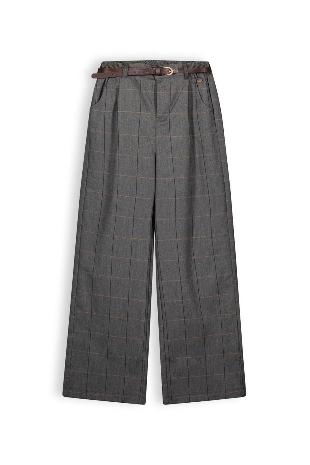 Blauwe meisjes NoBell’ broek Sayla van polyester met elastische tailleband en effen