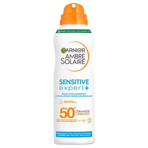 Wehkamp Garnier Ambre Solaire Sensitive Expert+ beschermende mist zonnebrandspray - SPF50+ - 150 ml aanbieding