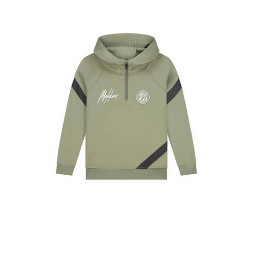 Malelions hoodie Sport Pre-Match met logo licht armygroen/antraciet