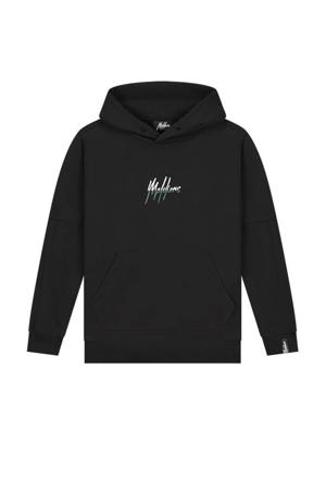 hoodie Split Essentials met backprint zwart/donkergroen