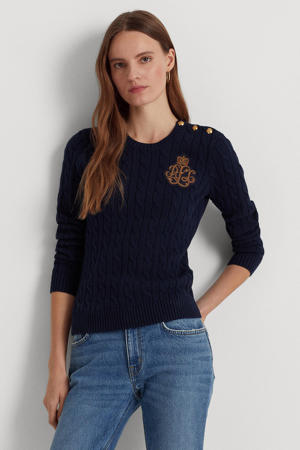 sweater Montiva met borduursels donkerblauw