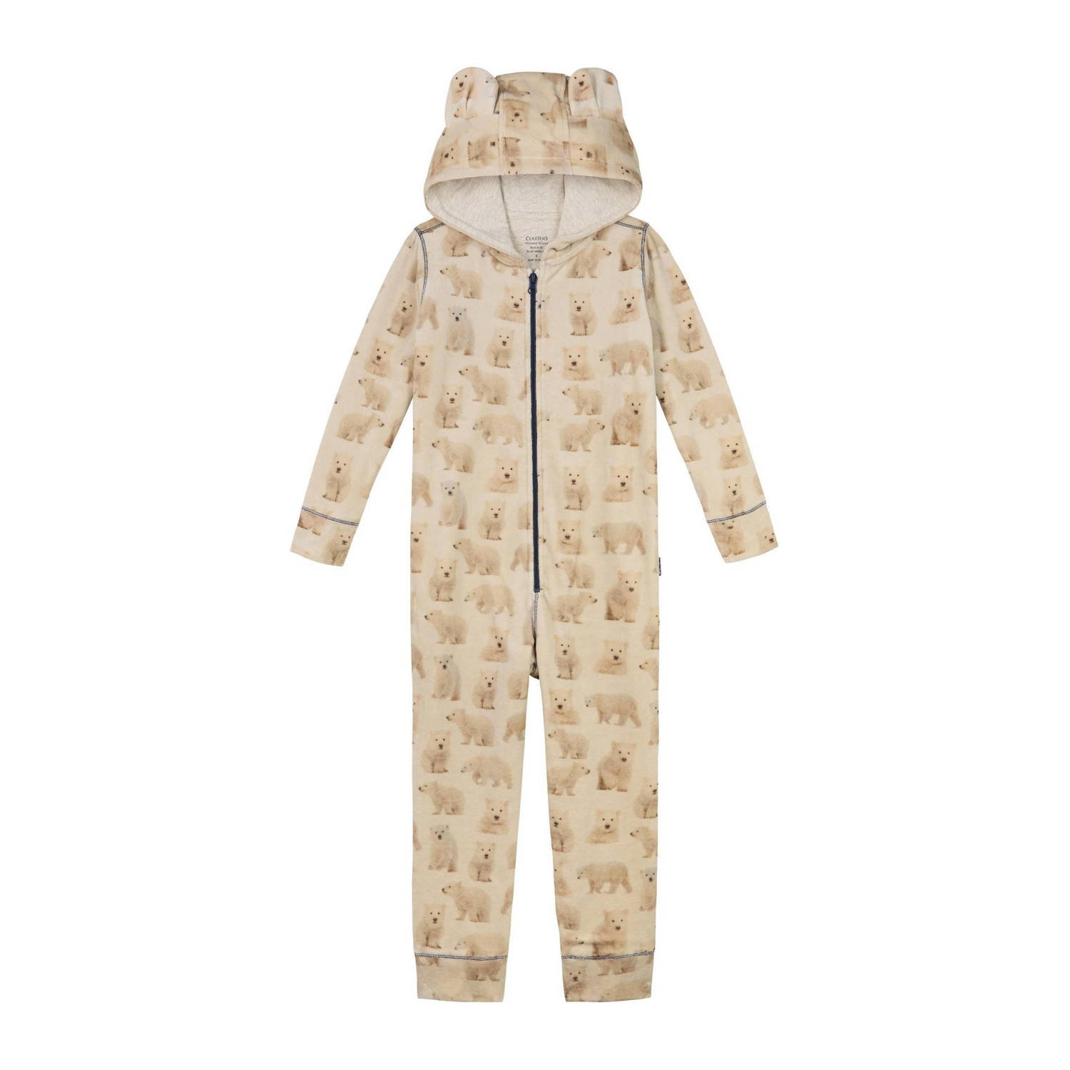 Claesen's onesie all over print beige Jongens Polyester Capuchon Dierenprint 104-110