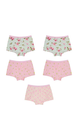 short Flower - set van 5 roze/mintgroen