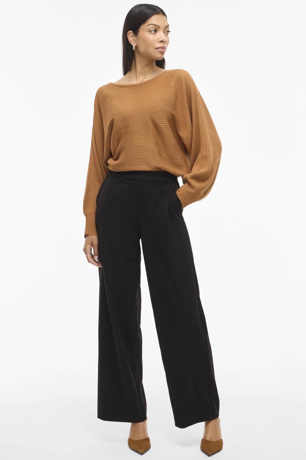 VILA high waist wide leg broek VIVARONE zwart