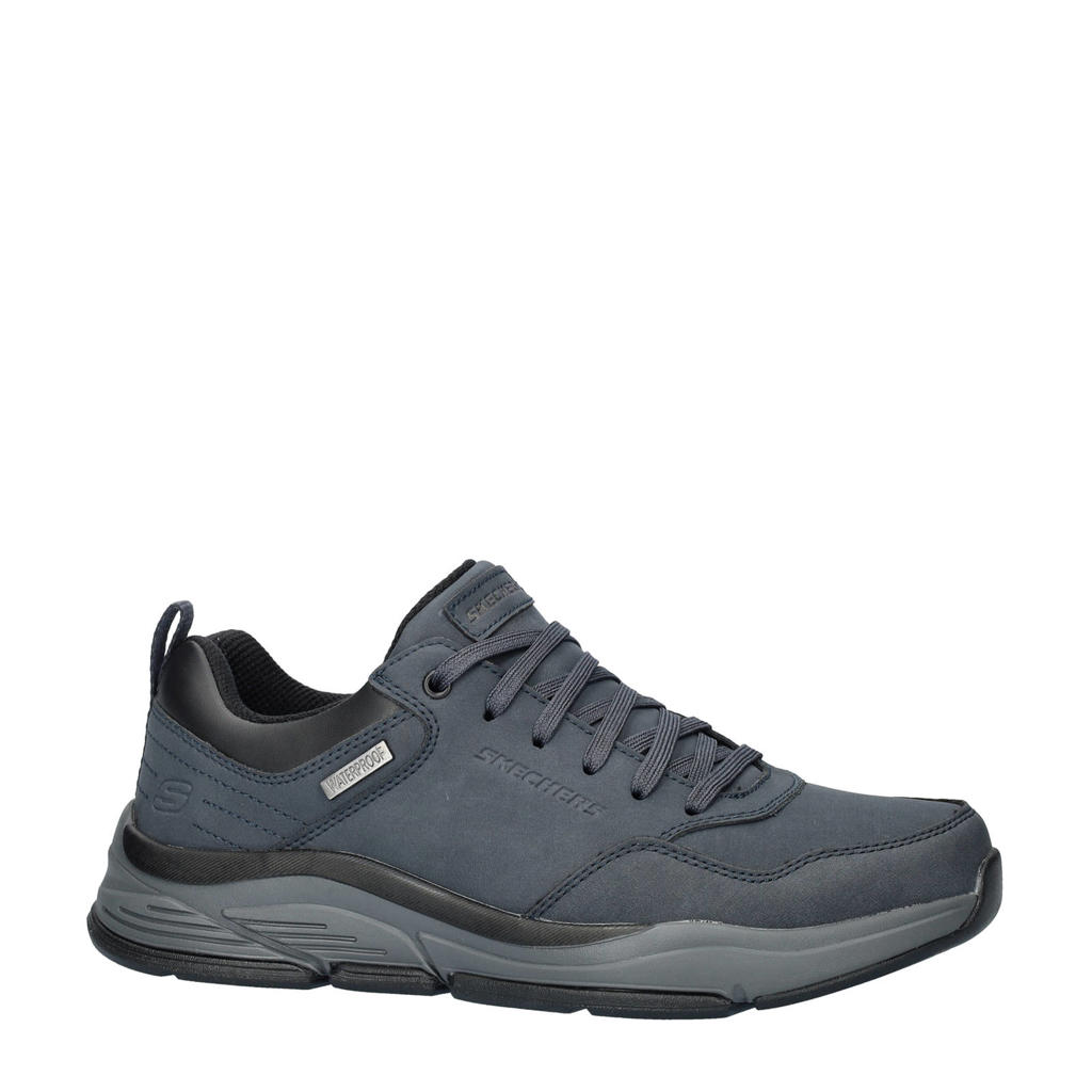 Donkerblauwe heren Skechers Benago sneakers van synthetisch nubuck met veters