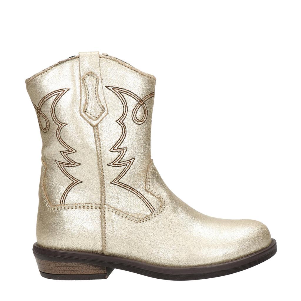 Goud en metallickleurige meisjes Nelson Kids leren cowboylaarzen met ritssluiting