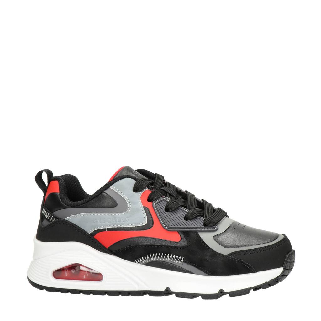 Zwarte jongens Skechers Uno sneakers van imitatieleer met veters