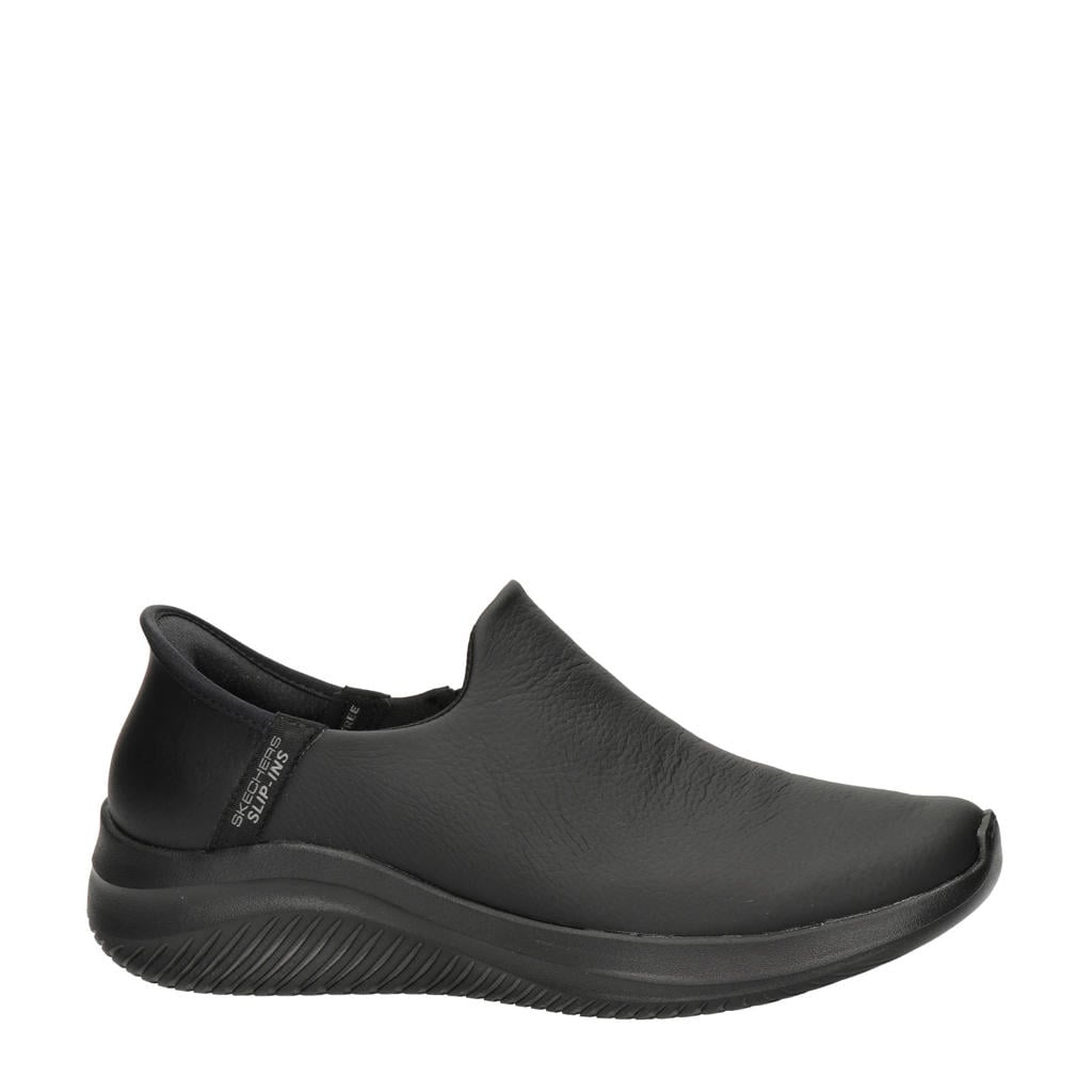 Zwarte dames Skechers Hands Free Slip-ins Flex 3.0 sneakers van leer met veters