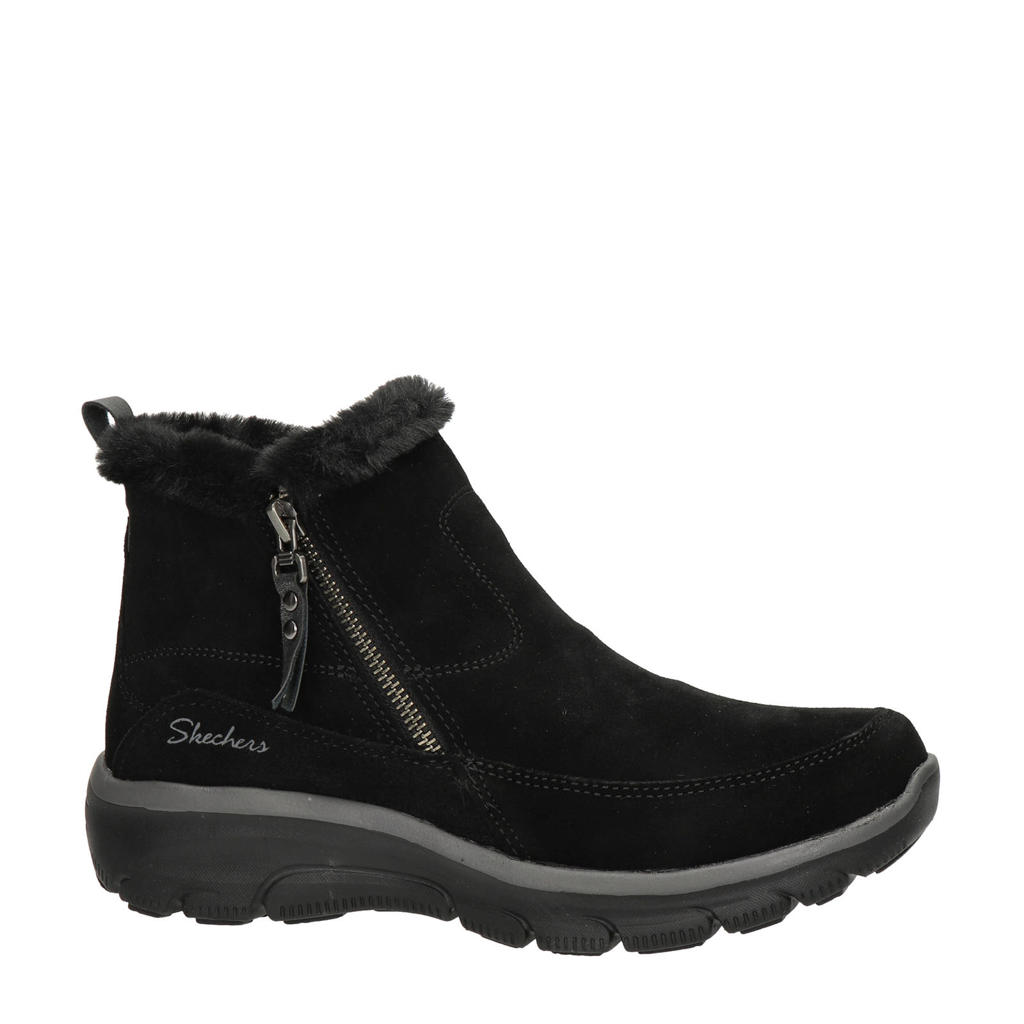 Zwarte dames Skechers Easy Going suède enkelboots