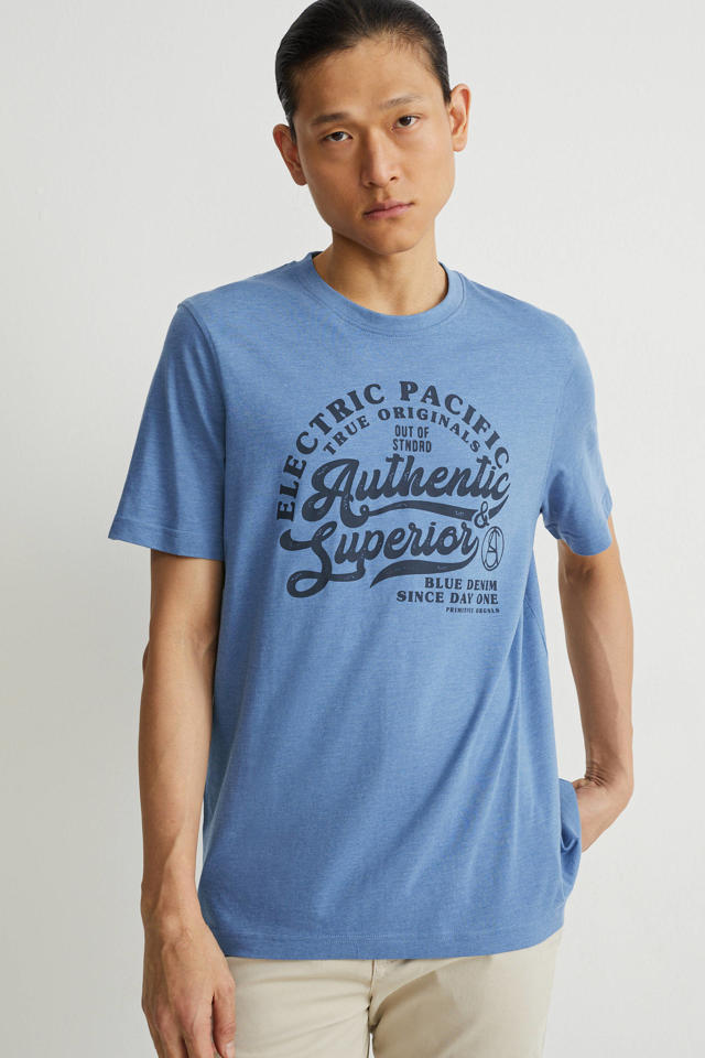 Baars Afleiding tobben C&A regular fit T-shirt met printopdruk blauw | wehkamp