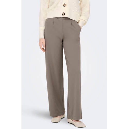 JDY high waist wide leg broek JDYGEGGO taupe afbeelding