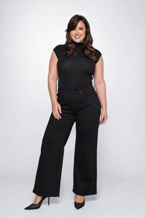 high waist wide leg jeans DIXI black denim