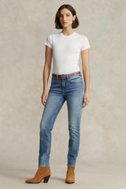 thumbnail: Medium blue denim dames POLO Ralph Lauren skinny jeans van denim met regular waist, rits- en knoopsluiting en effen