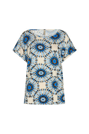 T-shirt SC-MARICA met all over print blauw/ecru