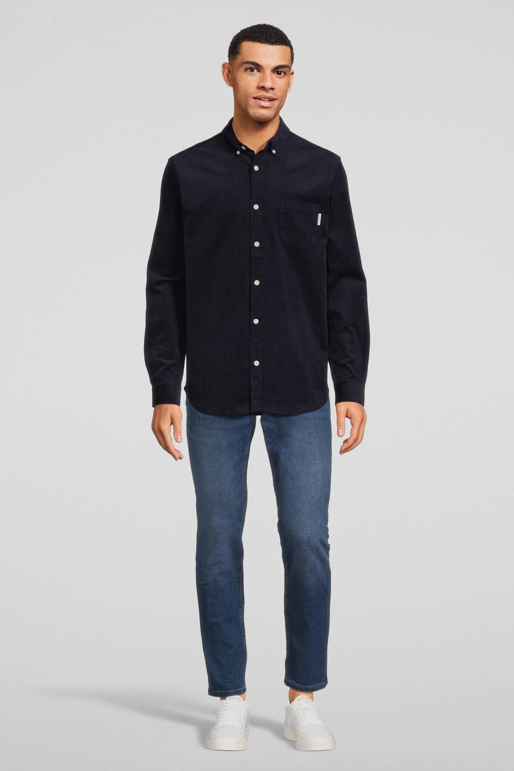 Redefined Rebel corduroy regular fit overhemd RRPark navy blazer