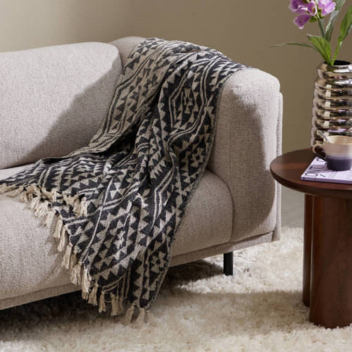 NOUS Living plaid (150x125 cm) - zwart/zand