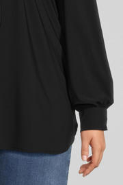 thumbnail: Plus Basics blouse van travelstof zwart