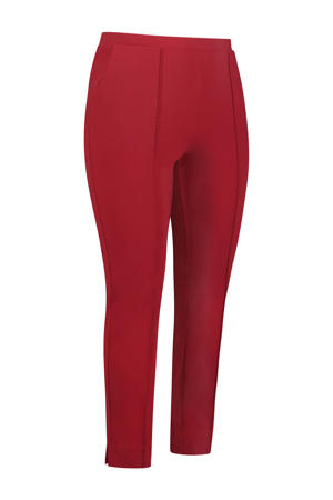 cropped slim fit legging van travelstof rood