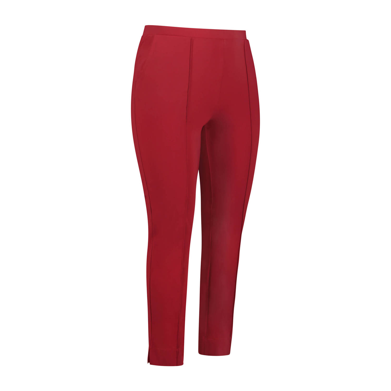 Plus Basics cropped slim fit legging van travelstof rood