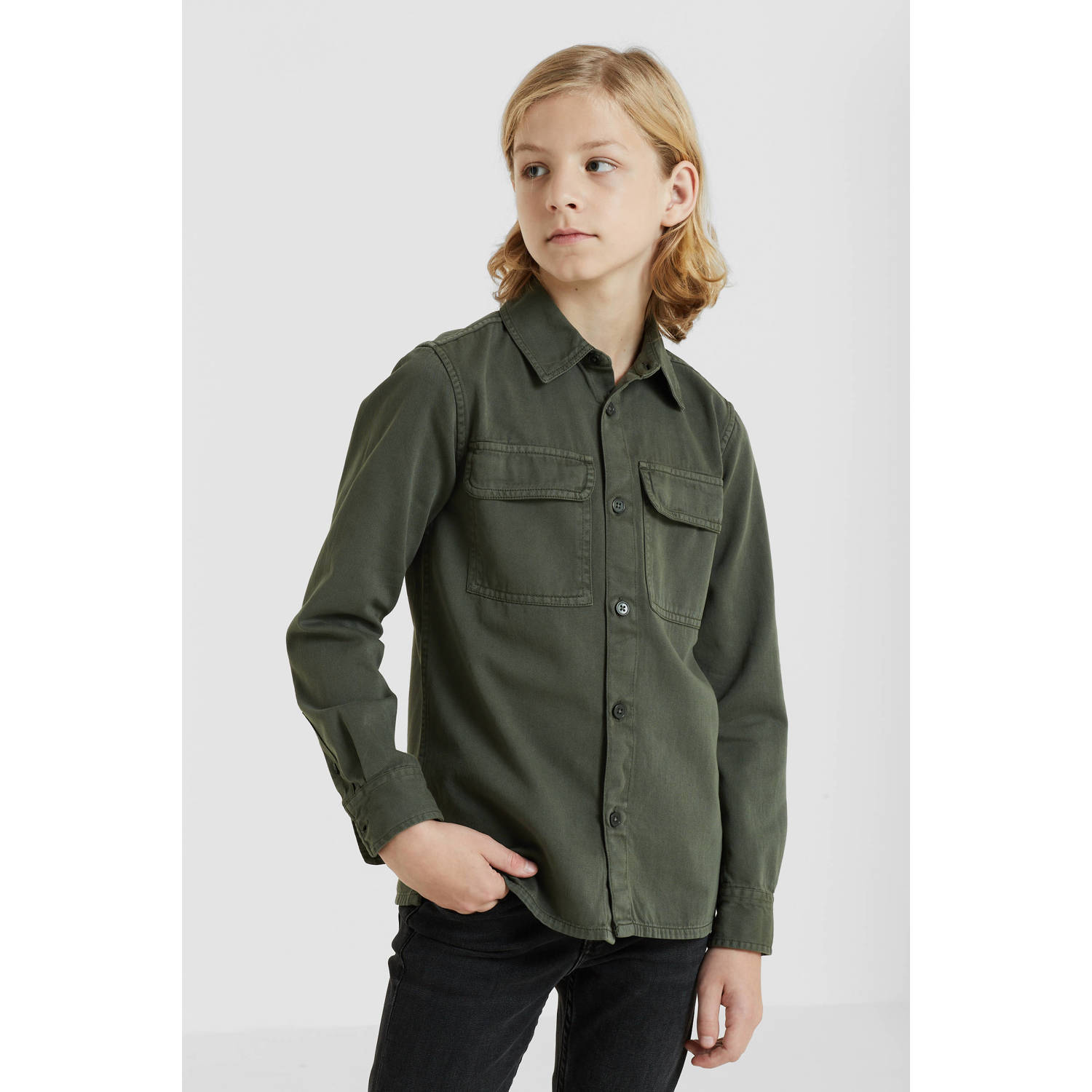 anytime twill overhemd khaki