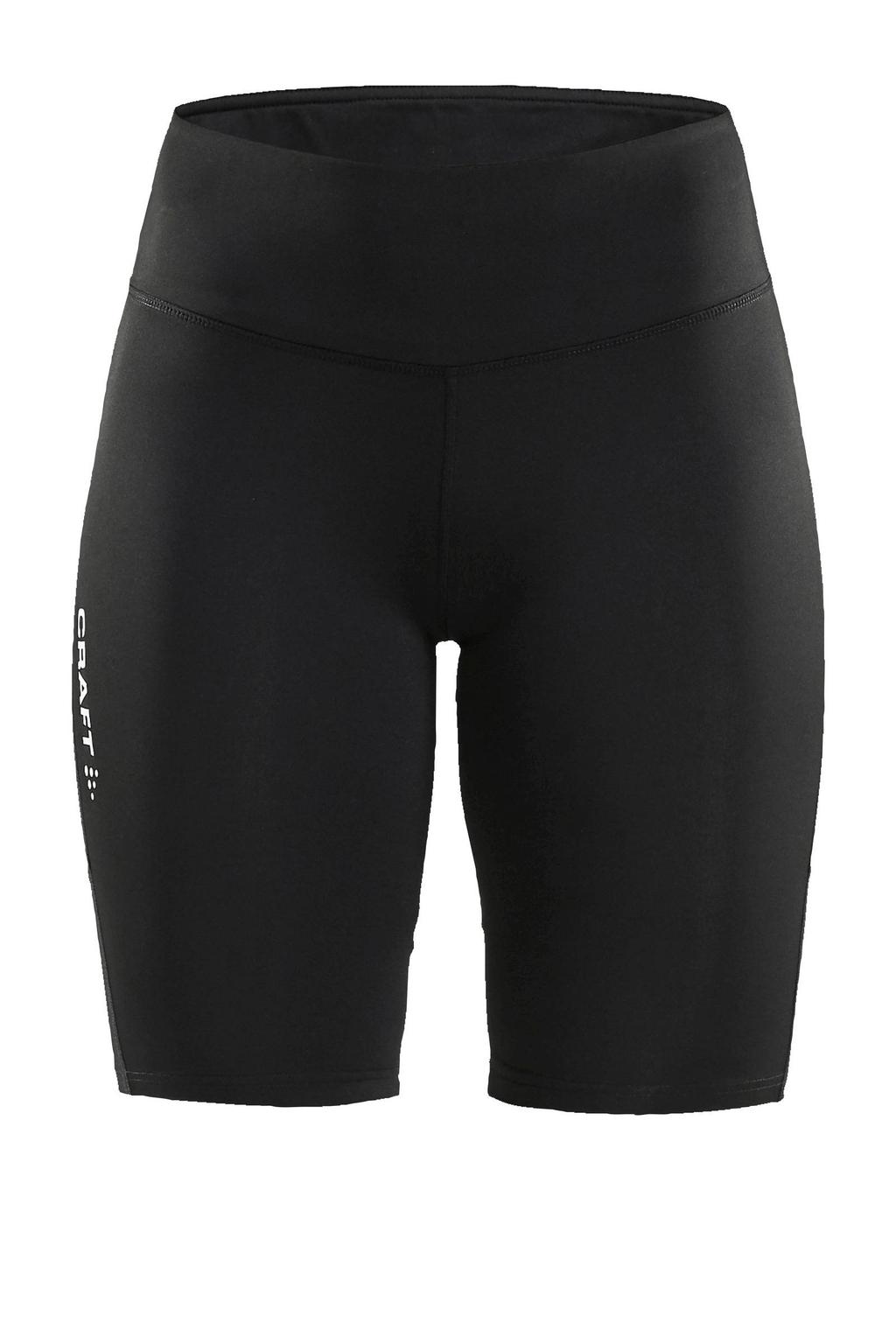 Zwarte dames Craft sportshort Rush van polyester met slim fit, regular waist, elastische tailleband en effen
