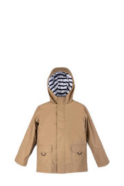 thumbnail: Taupe jongens en meisjes Igor unisex regenjas Euri van polyester met effen, lange mouwen en capuchon