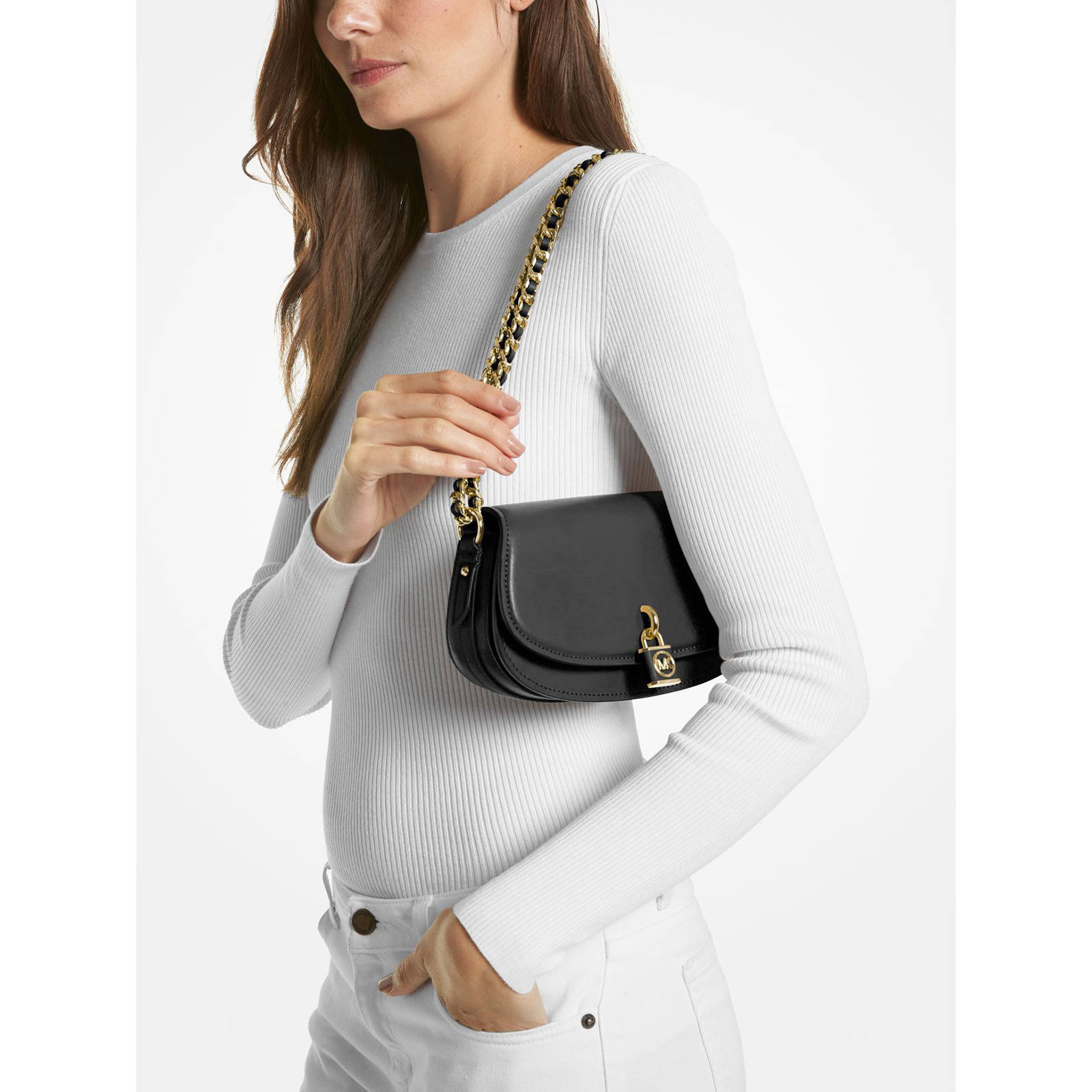 Michael Kors leren crossbody tas Mila zwart wehkamp