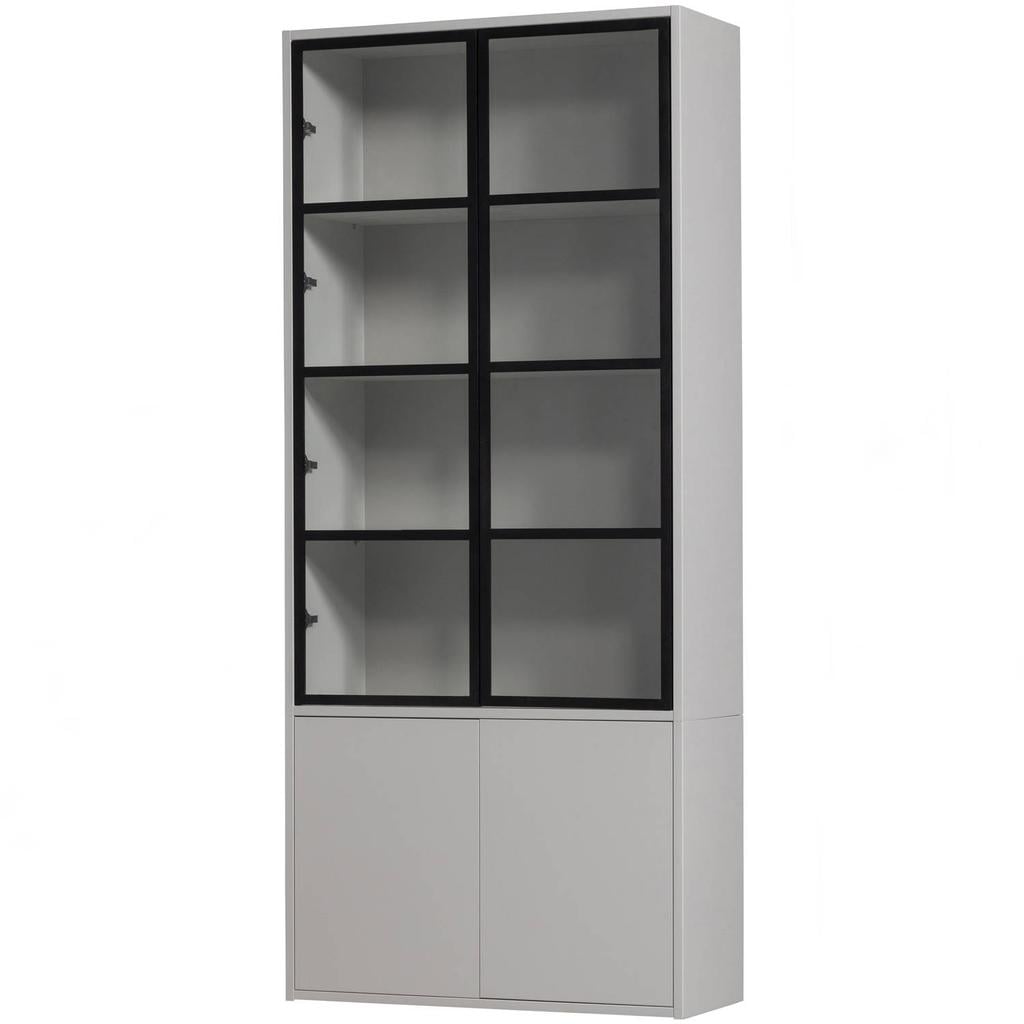 vtwonen vtwonen Basic 4-Deurs Vitrinekast - Grenen - Mist - 230x101x40