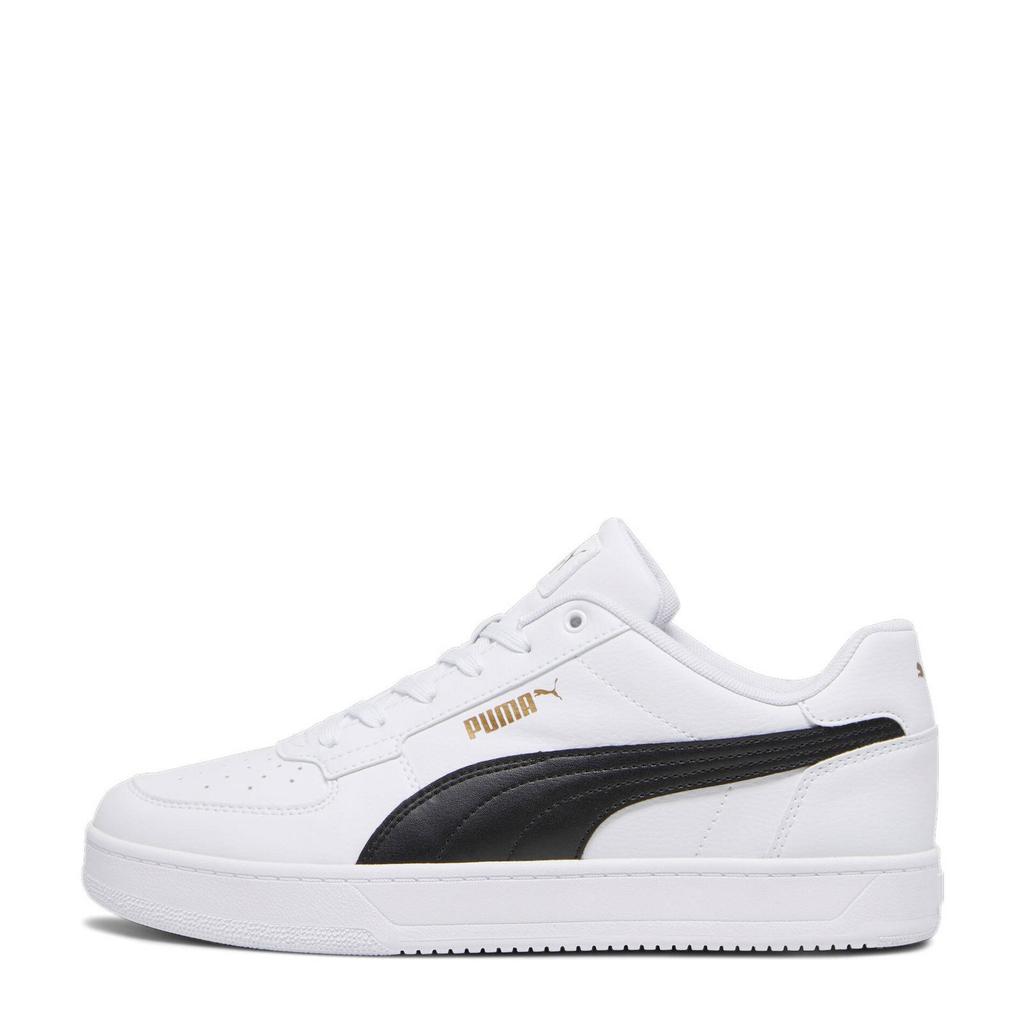 Wit en zwarte heren Puma Caven 2.0 sneakers van imitatieleer met leren details met veters