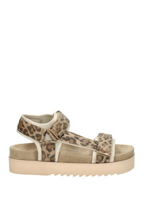 sandalen met panterprint beige