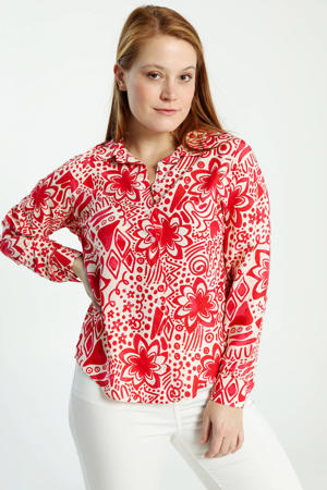 blouse met all over print roze
