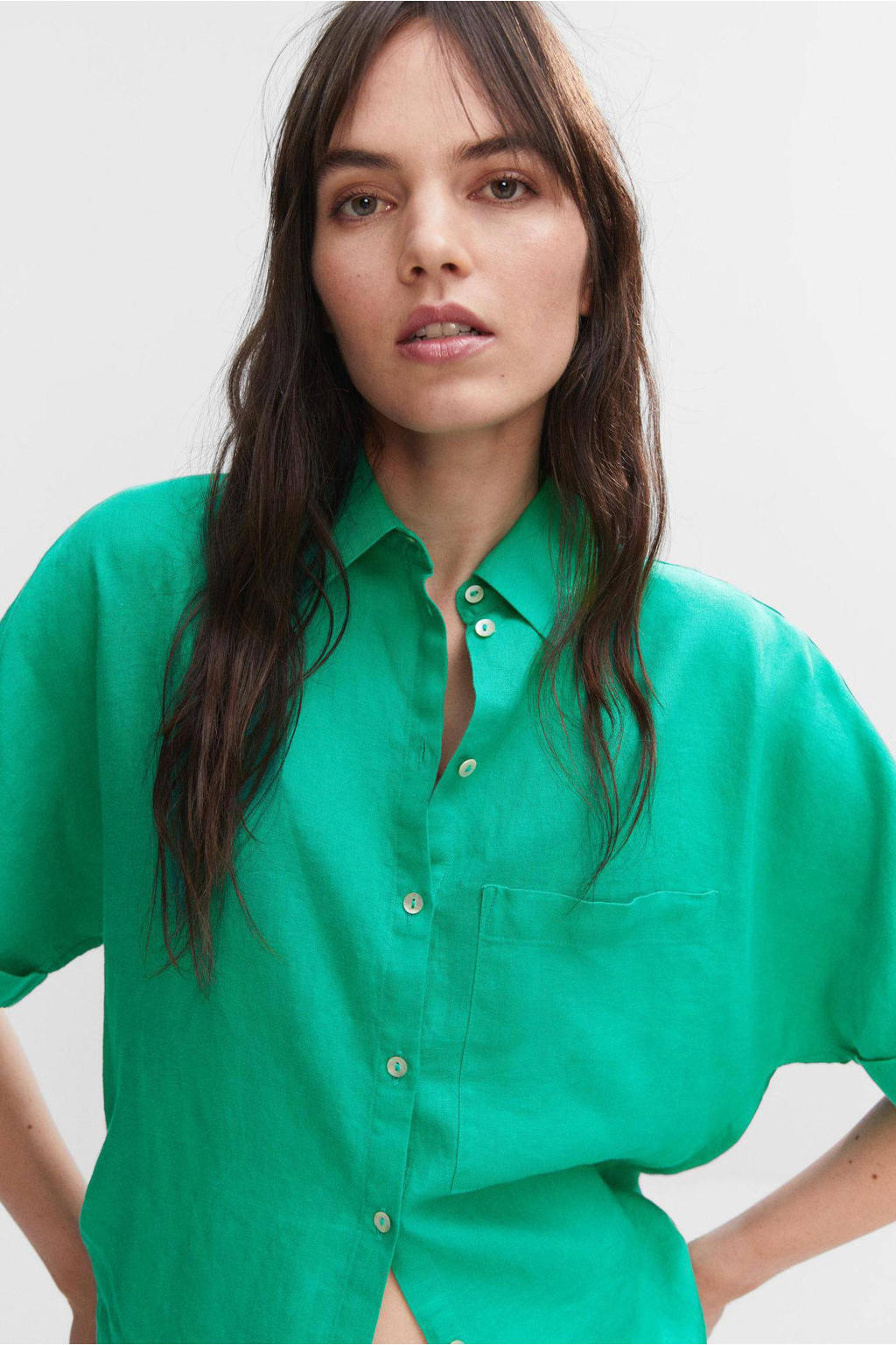 Mango linnen blouse groen kopen? in huis wehkamp