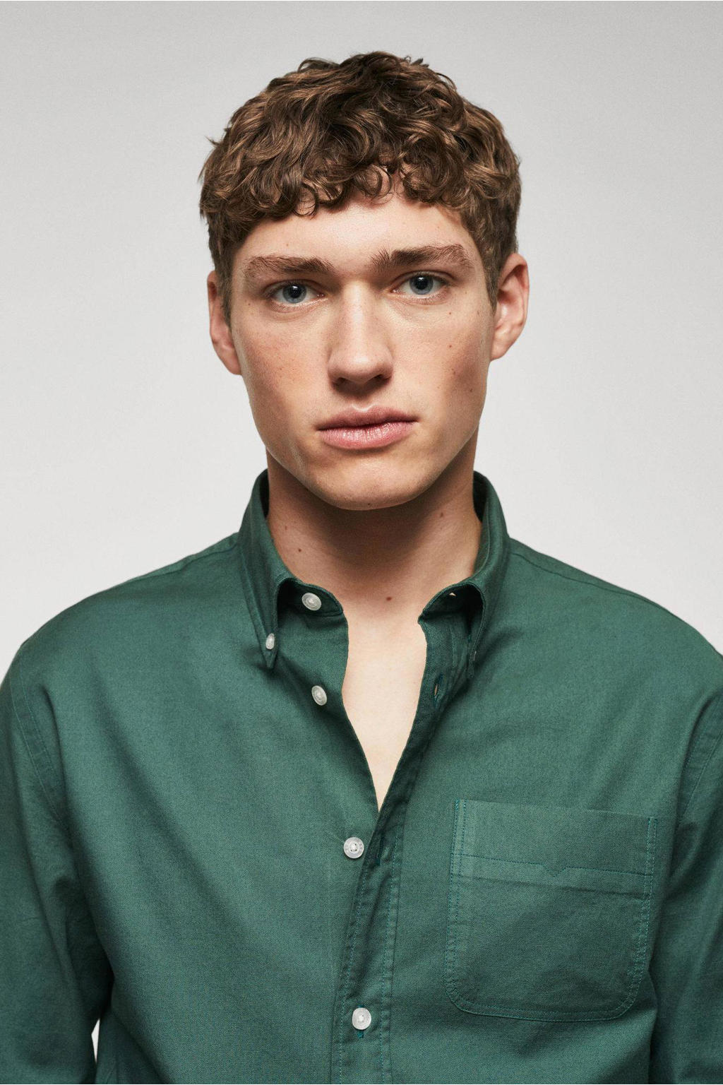 Mango Man regular fit overhemd groen wehkamp