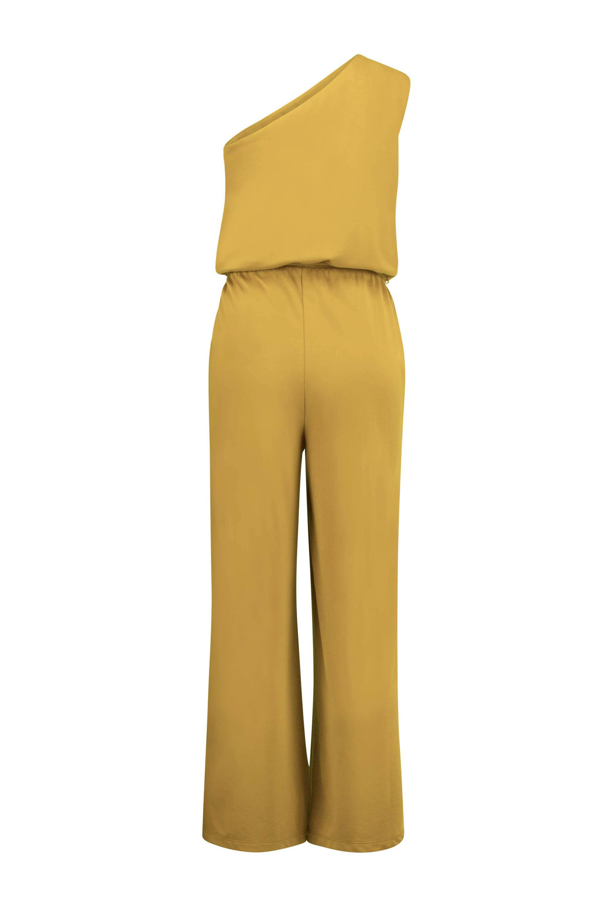 Expresso jersey jumpsuit met one shoulder okergeel wehkamp