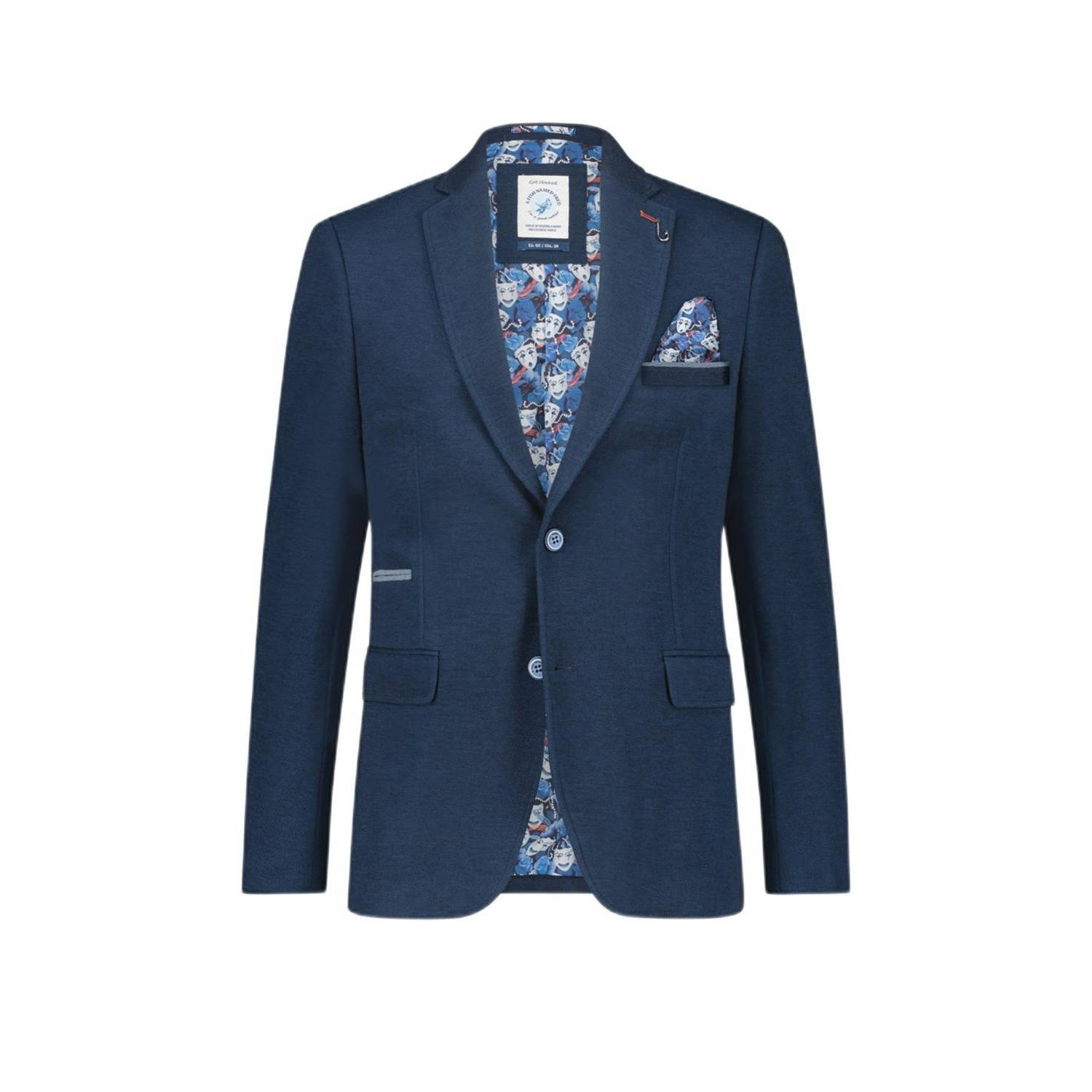 A fish named fred Donkerblauwe effen slim fit blazer Blue Heren